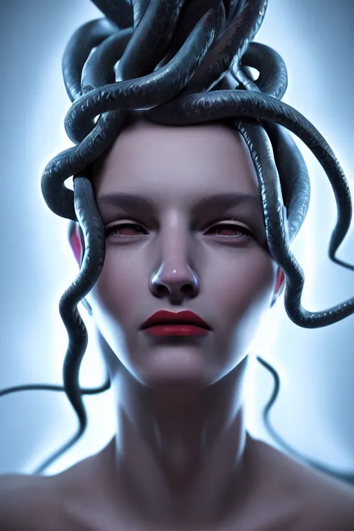 Prompt: picture portrait of Medusa, Lilith, portrait, photo-realistic, hyper-realism, octane render, dramatic lightning, cinematic, by Nikolaos Gyzis,