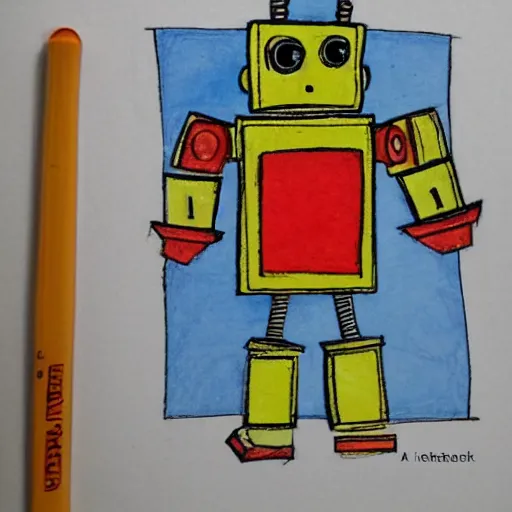 Image similar to a children's book illustration of a broken robot