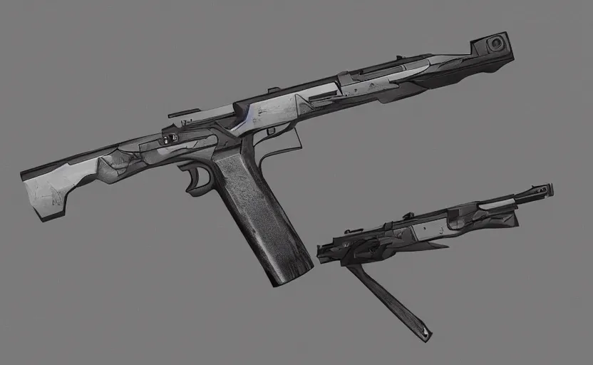 Image similar to minimalist submachine gun inspired by Tesla, studio lighting, photorealistic, highly detailed, trending on artstation, weapon concept art, weaponry concept designs, full color