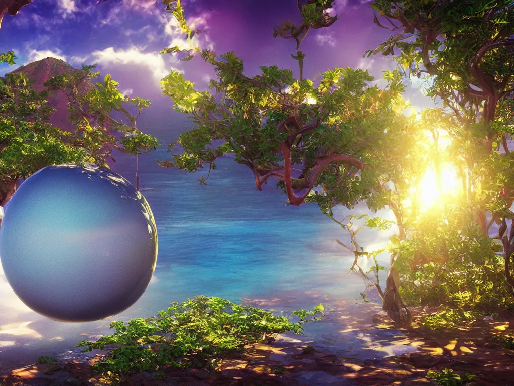 Prompt: ( 3 d render ), sunlight study, kauai!, the universe is a spheroid region, art nouveau, by jan davidz de heem and ( ( ( ( ( lisa frank ) ) ) ) ), 8 k, sharp focus, octane render