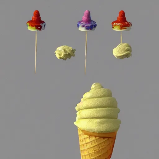 Prompt: poorly rendered 3 d clown ice cream cone