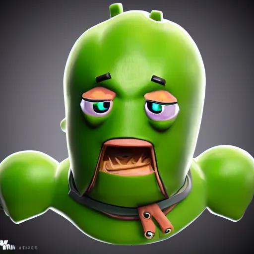 Image similar to anthropomorphic pickle man, fortnite character design