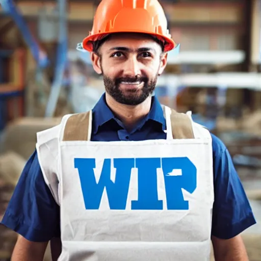 Image similar to a worker wearing hard hat and holding tools logo