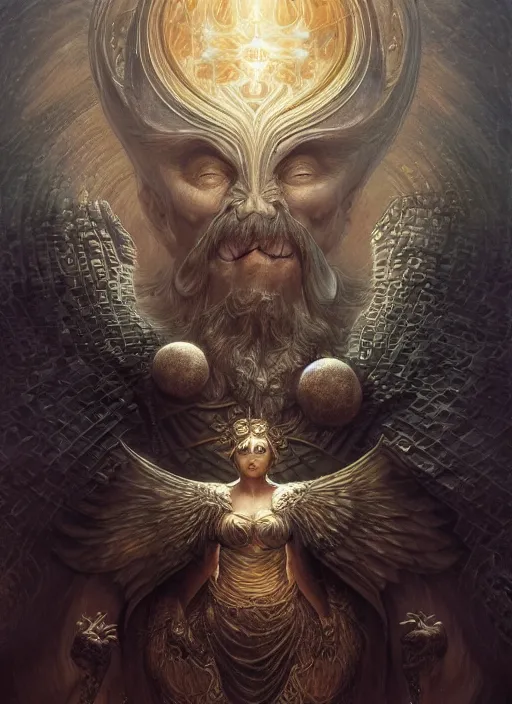 Image similar to the god king, elegant, highly detailed, centered, digital painting, artstation, concept art, smooth, sharp focus, illustration, artgerm, tomasz alen kopera, peter mohrbacher, donato giancola, joseph christian leyendecker, wlop, frank frazetta