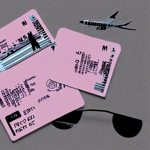 Prompt: vector graphic design of pale pink airline tickets to the metaverse, alien ar code and e - ink display, highly detailed, no noise, coherent language