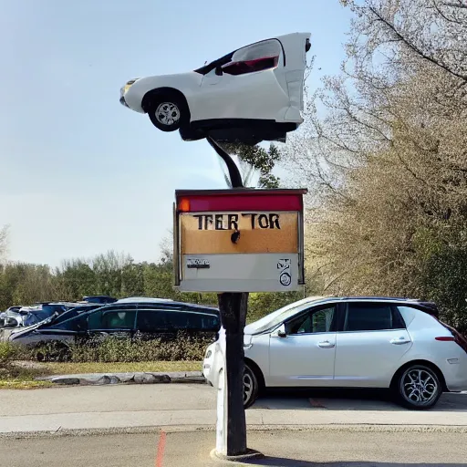 Prompt: a ((((((((((tiny)))))))))) car next to a mailbox