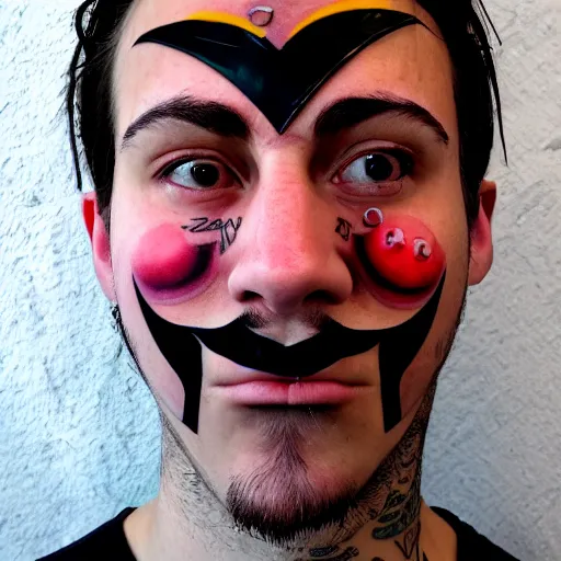 Prompt: anonymous face tattoo on the face of anonymous