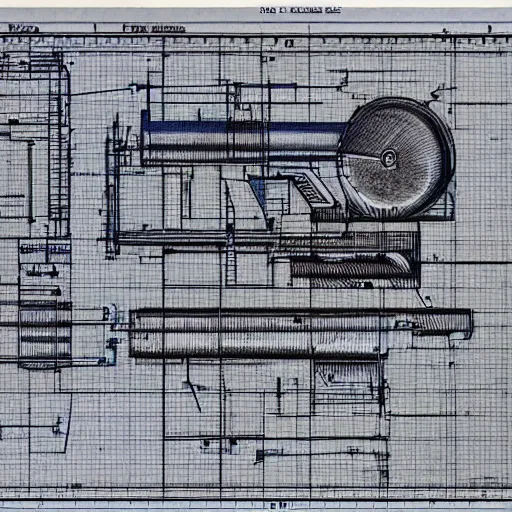 Prompt: blueprint for a perpetuum mobile device, hyper realistic