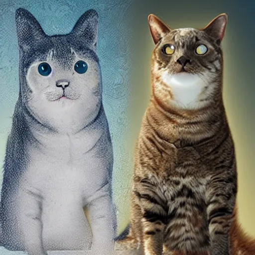 Image similar to award - winning digital art of a cross hybrid between a shark and a cat