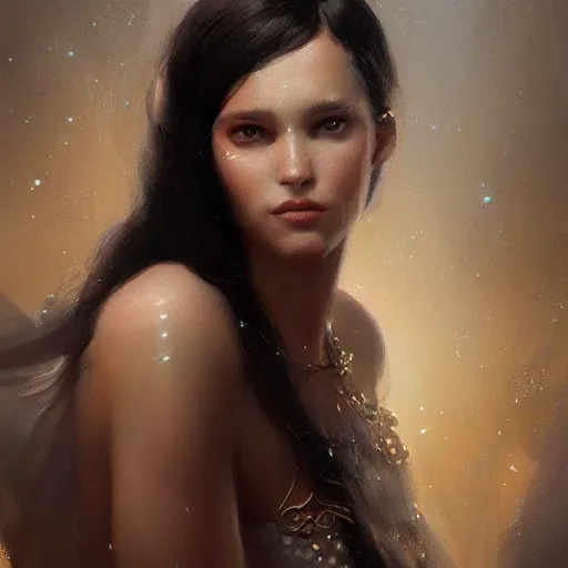 Image similar to a beautiful portrait of a goddess with pearly skin by greg rutkowski and raymond swanland, trending on artstation, ultra realistic digital art