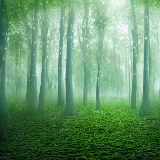 Prompt: photo of an ethereal alien forest 4k