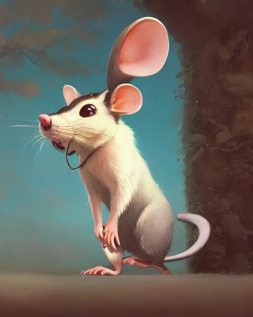 Image similar to a beautiful half body portrait of a cute anthropomorphic mouse fursona. big eyes. character design by cory loftis, fenghua zhong, ryohei hase, ismail inceoglu and ruan jia. volumetric light, detailed, rendered in octane