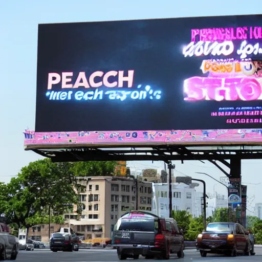 Image similar to a gigantic billboard that reads “STOP MAKING PEACH DEMONS”