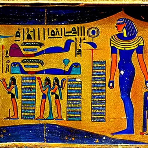 Image similar to creation of the universe, egyptian painting