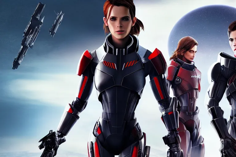 Prompt: mass effect 5 movie still - kate beckinsale command squad with emma watson, tom holland, anya teylor - joy to get cover, citadel nature levels background, detail faces, next generation, octane render, sharp focus, intricate, warner brothers