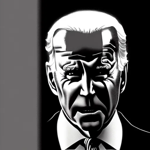 Image similar to Joe Biden looking sinister, by Tsutomu Nihei, highly detailed