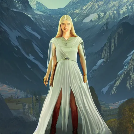 Image similar to galadriel in gta v, cover art by stephen bliss, boxart, loading screen