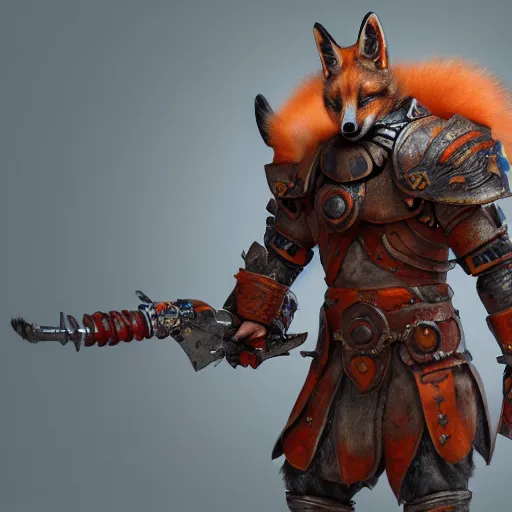 Prompt: warrior with fox themed armor, highly detailed, 4 k, hdr, award winning, octane render, artstation