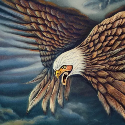 Prompt: hybrid animal cat with eagle wings detailed oil painting 4k