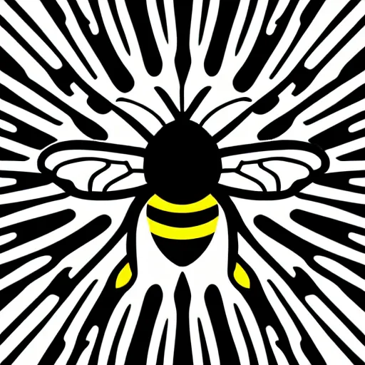 Image similar to bee icon image, black and white, bold lines artistic