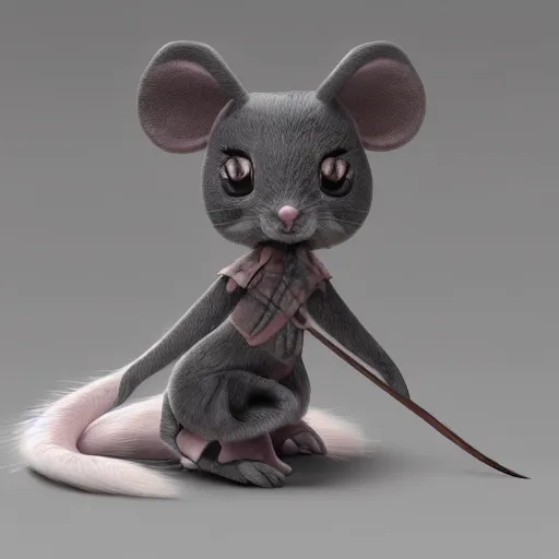Prompt: cute fumo plush of a rat girl, chibi, artstation design contest winner, silhouette, vray