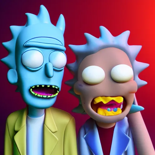Prompt: 3 d model of rick and morty