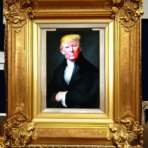 Prompt: donald trump, portrait by gilbert stuart