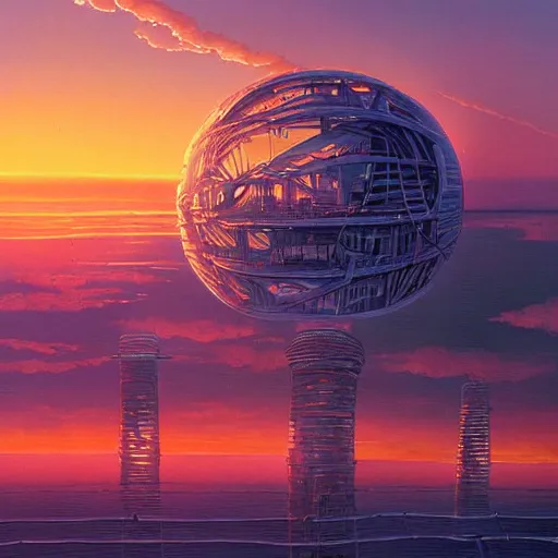 Image similar to bio-futurism, utopian city,differential growth,beautiful sunset,panoramic,michael whelan,photorealistic,detailed