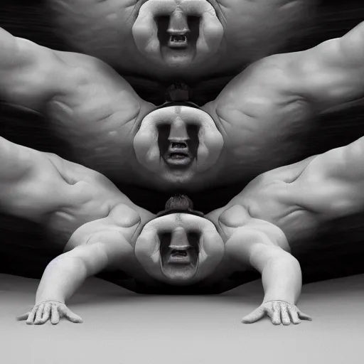 Image similar to Boris Johnson in Human Centipede movie, realistic artstyle, wide shot, dramatic lighting, octane render, hyperrealistic, high quality, highly detailed, HD, beautiful, cinematic, 8k, unreal engine, facial accuracy, symmetrical