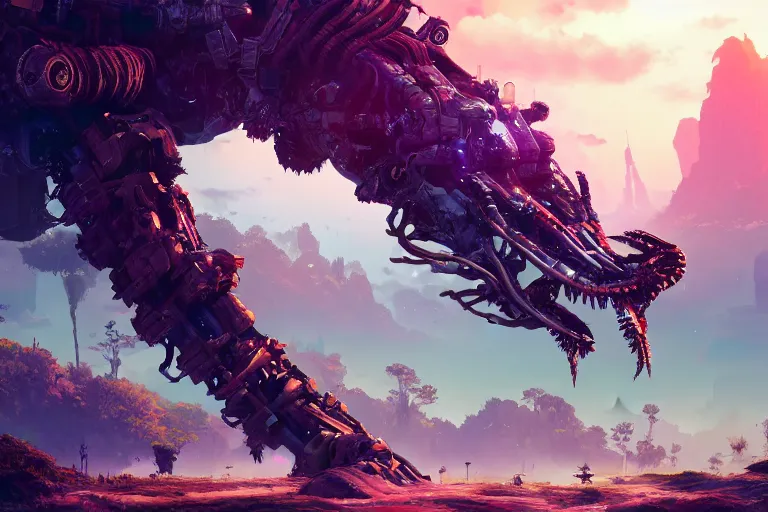 Image similar to bristleback machine mecanical creature robot of horizon forbidden west horizon zero dawn bioluminiscence global illumination ray tracing hdr fanart arstation by ian pesty and alena aenami artworks in 4 k