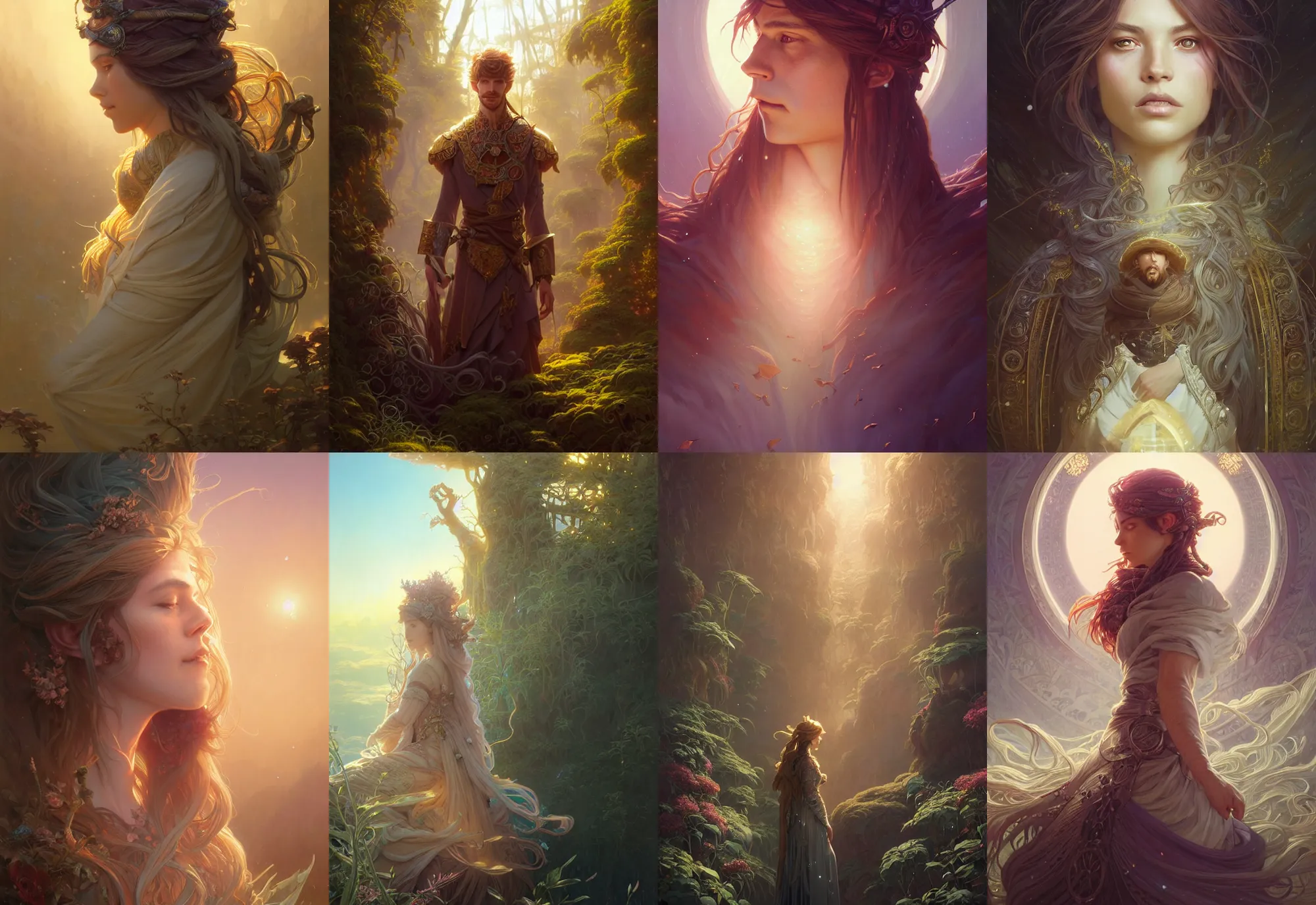 Image similar to highly detailed portrait of a prince with long hairs, stephen bliss, unreal engine, fantasy art by greg rutkowski, loish, rhads, ferdinand knab, makoto shinkai and lois van baarle, ilya kuvshinov, rossdraws, tom bagshaw, alphonse mucha, global illumination, radiant light, detailed and intricate environment