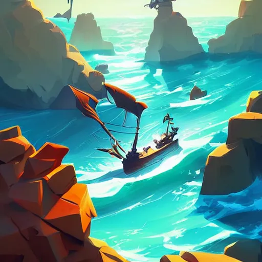 Image similar to painting treasure on sea of thieves game smooth median photoshop filter cutout vector, behance hd by jesper ejsing, by rhads, makoto shinkai and lois van baarle, ilya kuvshinov, rossdraws global illumination