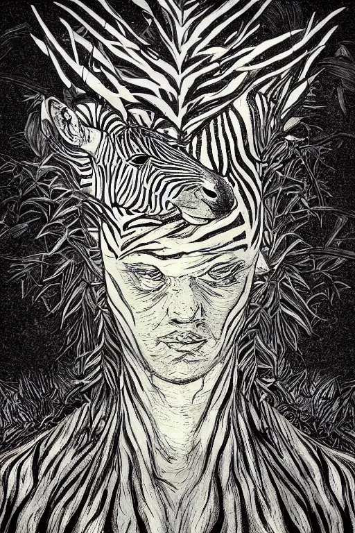 Prompt: portrait of the zebra of the star-fruit watershed, in the style of Greg Broadmore and Arthur Rackham,trending on artstation, light lighting side view,digital art,surrealism ,macro,blueprint ,vaporwave ,