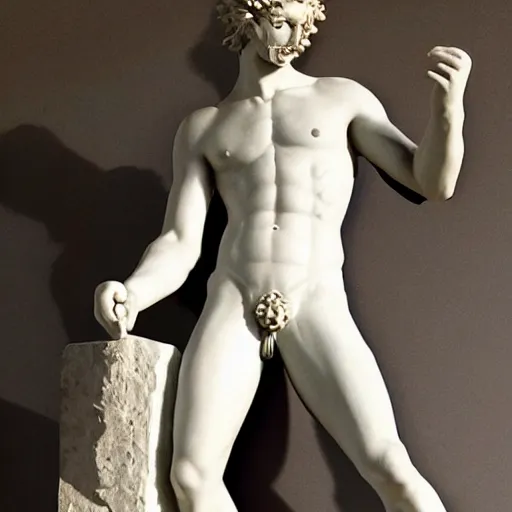 Prompt: photo of fragmented greek sculpture of Luffy