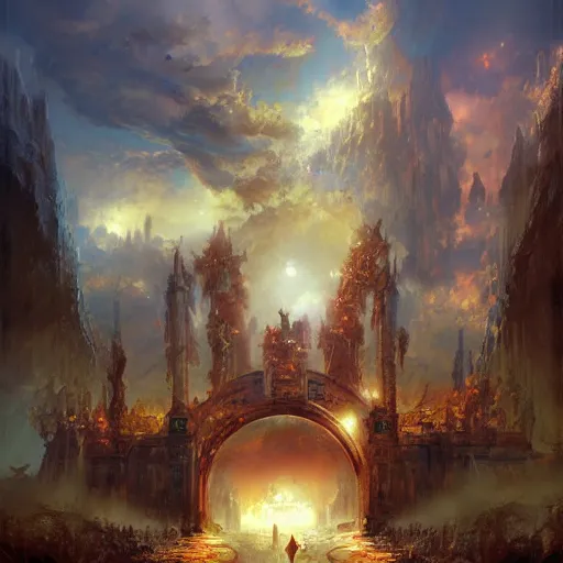 Prompt: The gates of Heaven by Marc Simonetti, 8k