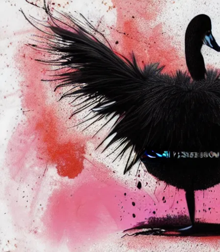 Prompt: TIm Burtons style Black Swan by Alex Pardee and Nekro and Petros Afshar, and James McDermott,unstirred paint, vivid color, cgsociety 4K