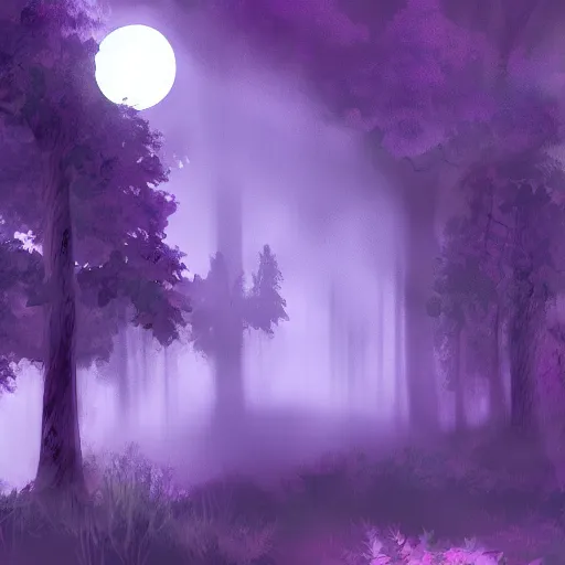 Prompt: a moonlit mystical forest, digital art, neo - noir, anime styled