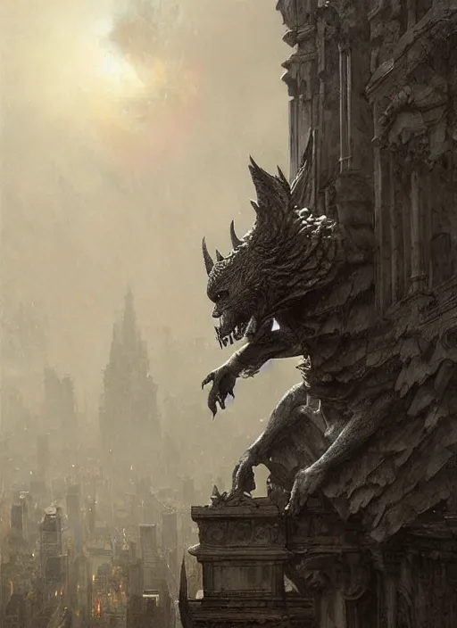 Image similar to Gargoyle, octane render, digital art, hyperdetailed, ornate, artstation trending, world renowned artists, worth1000.com, cgsociety, by greg rutkowski, by Gustave Doré, by Marco Turini, by Artgerm, Deviantart