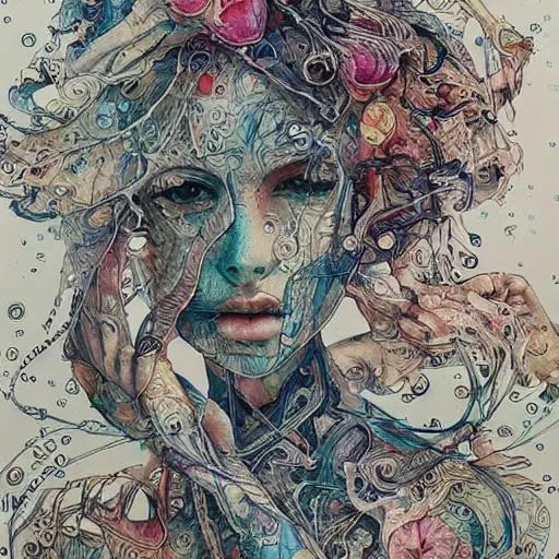Prompt: pour painting art, watercolor, pen and ink, intricate lines, elegant, extreme detail, smooth, sharp focus, art by james jean
