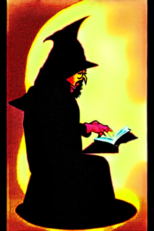 Image similar to cloaked steampunk wizard reading a book, high details, intricately detailed, by vincent di fate, inking, 3 color screen print, masterpiece, trending on artstation,, sharp, details, hyper - detailed, hd, 4 k, 8 k