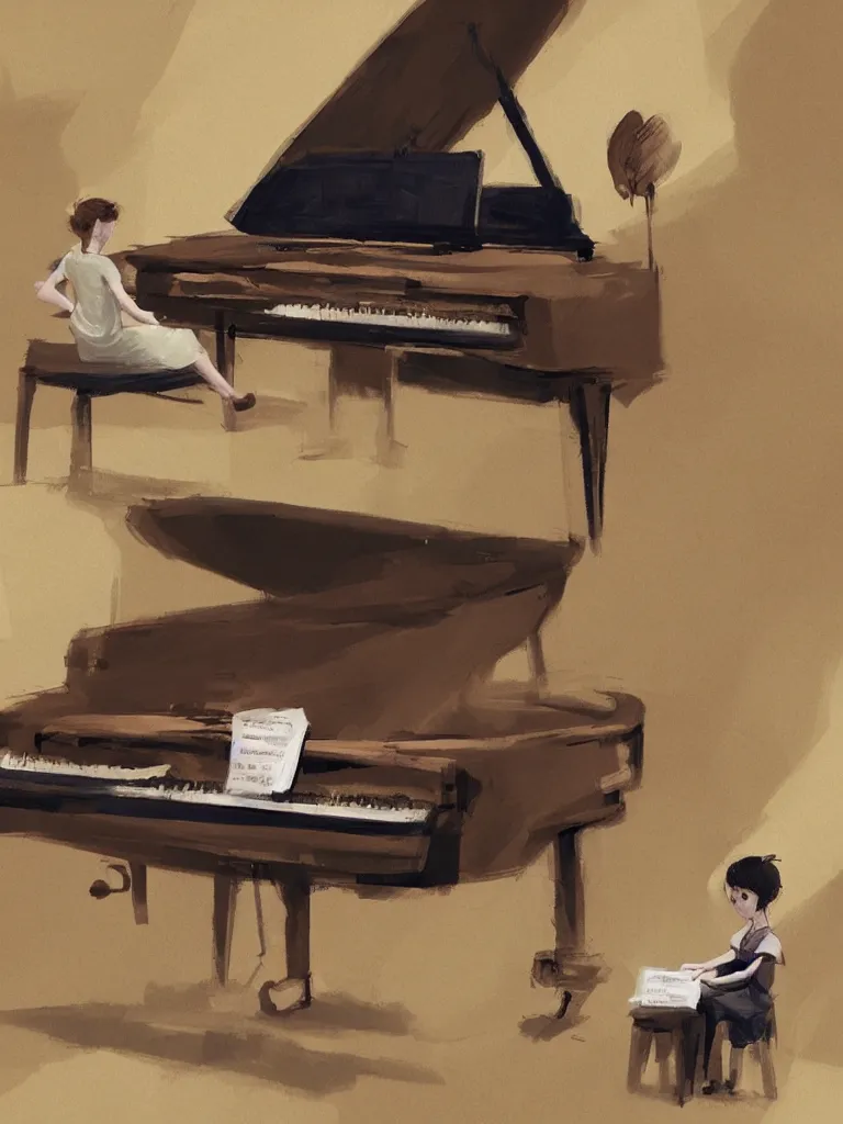 Image similar to playing piano by disney concept artists, blunt borders, rule of thirds