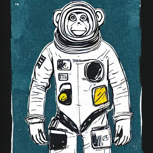 Prompt: monkey astronaut illustration by Jeff lemire