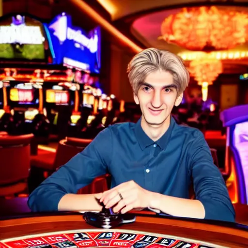 Prompt: handsome xqc gambling : : realistic : : 1 dslr : : 1 - - quality 2