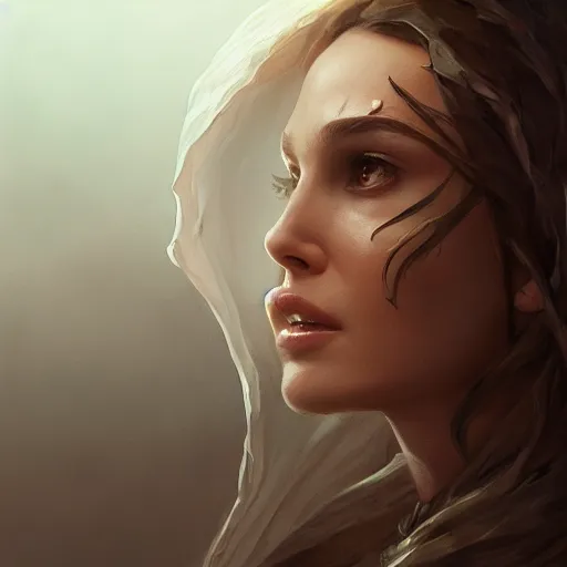 Image similar to natalie portman as galadriel concept art, master painting, greg rutkowski, wlop, stanley artgerm lau, wojtek fus, trending on artstation, 8 k 4 k highly detailed, ink drawing,