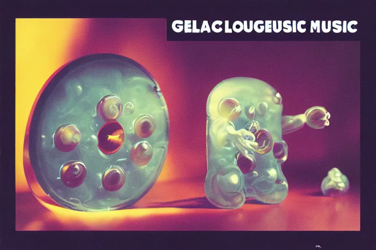 Image similar to gelatinous music, film photography album art cover