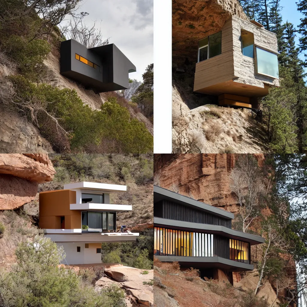 Prompt: a hypermodern cliff dwelling