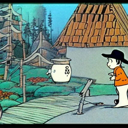 Image similar to scene from moomin anime ( 1 9 8 2 )