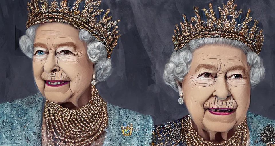Prompt: the queen wearing a bakini, 4k, photorealistic, hyper detailed