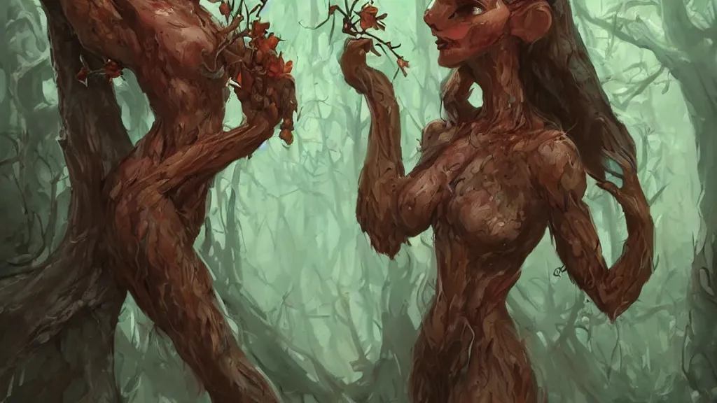 Image similar to a treant in the shape of a woman, fantasy artwork, award winning, very very very very very very very beautiful, artstation