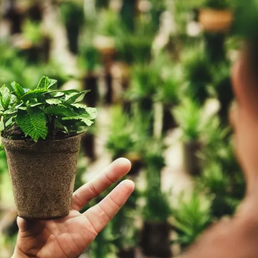 Prompt: plants growing into human form, shallow depth of field, gestalt